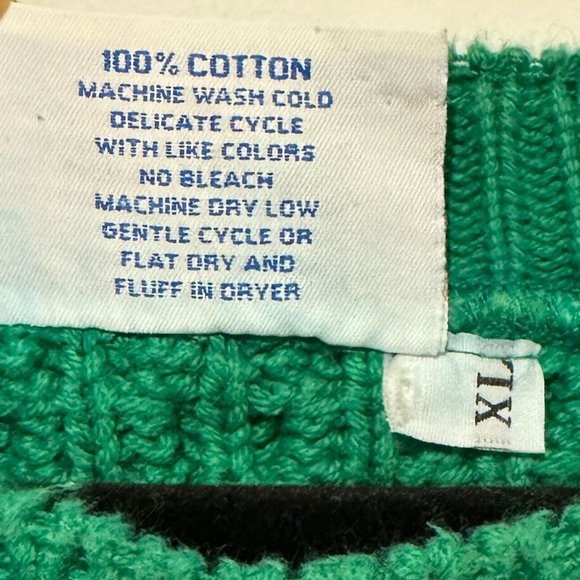 Gloucester Knitting Green Cotton Chunky Cable Knit Sweater - Size XL - Picture 4 of 8